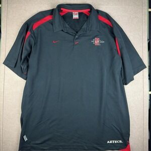 Vintage Nike Team SDSU Aztecs Polo Shirt 3XL Black Red Dri-Fit Golf Collared